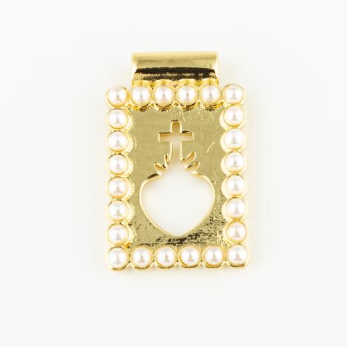 Brass Jewelry Pendants, with Plastic Pearl, fashion jewelry & Unisex, golden Approx 2mm 