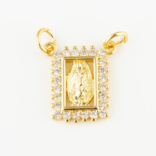 Cubic Zirconia Micro Pave Brass Pendant, Unisex & micro pave cubic zirconia & double-hole, golden Approx 4mm 