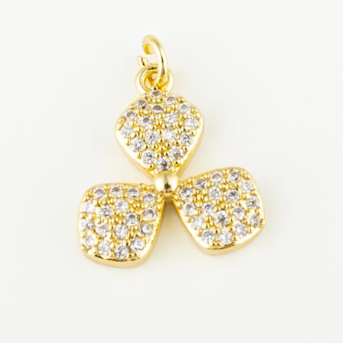 Cubic Zirconia Micro Pave Brass Pendant, fashion jewelry & Unisex & micro pave cubic zirconia, golden Approx 3mm 