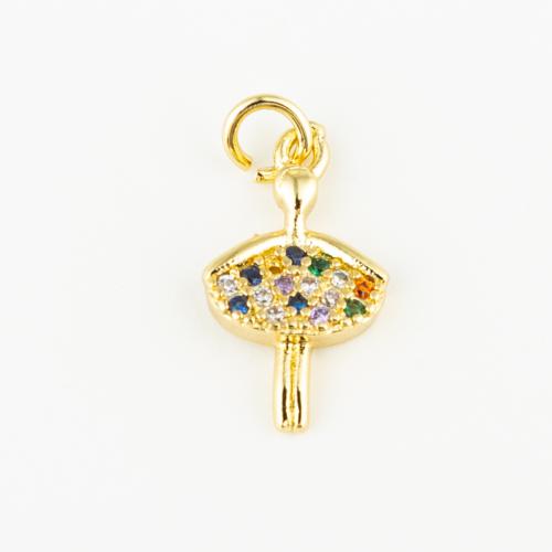 Cubic Zirconia Micro Pave Brass Pendant, fashion jewelry & Unisex & micro pave cubic zirconia, golden Approx 3mm 