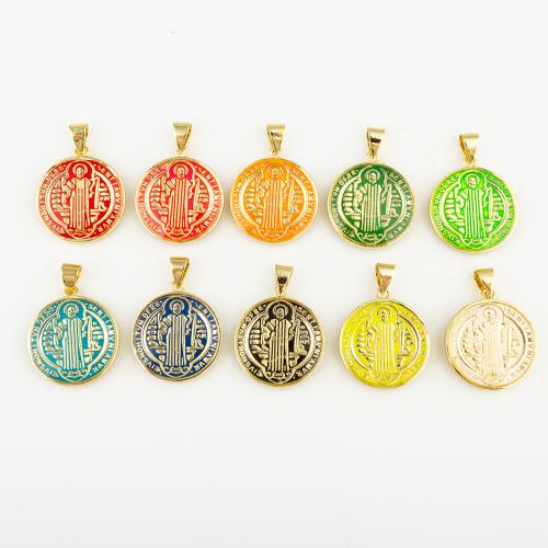 Enamel Brass Pendants, Round, fashion jewelry & Unisex Approx 3mm 