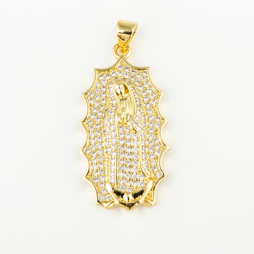 Cubic Zirconia Micro Pave Brass Pendant, fashion jewelry & Unisex & micro pave cubic zirconia, golden Approx 3mm 