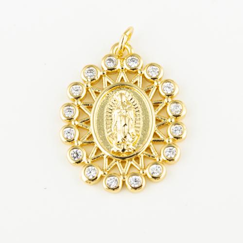 Cubic Zirconia Micro Pave Brass Pendant, with Cubic Zirconia, fashion jewelry & Unisex, golden Approx 3mm 