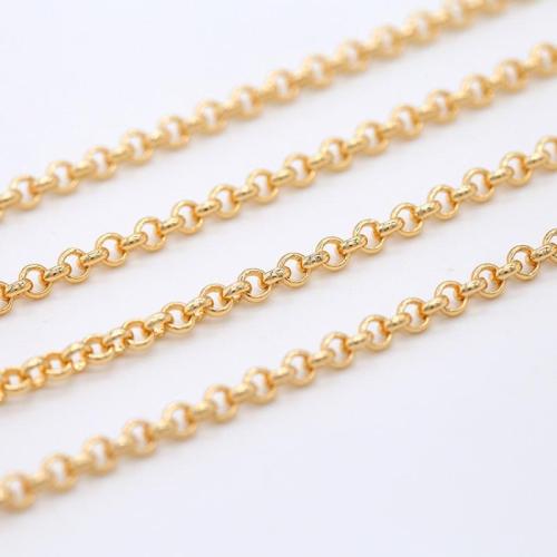 Chaine bijoux en laiton, Placage de couleur d'or, DIY, 4mm, Vendu par m[