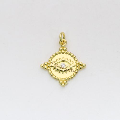 Cubic Zirconia Micro Pave Brass Pendant, gold color plated, DIY & micro pave cubic zirconia 