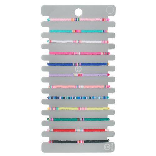 Pulseras de arcilla polimérica, Arcilla polimero, con Cordón de nudo, Ajustable & para mujer, multicolor, longitud:27 cm, 12PCs/Set, Vendido por Set