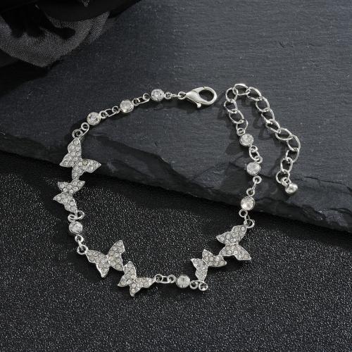 Zinc bracelets en strass en alliage , alliage de zinc, avec 2.36 Inch chaînes de rallonge, bijoux de mode & pour femme & avec strass, couleur originale .48 pouce, Vendu par PC