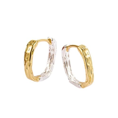 Brass Hoop Earring, plated, fashion jewelry & for woman & two tone, 14mm 