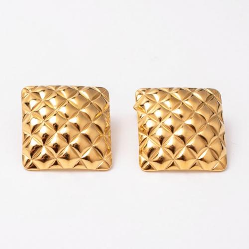 Stainless Steel Stud Earring, 304 Stainless Steel, Square, Vacuum Ion Plating, fashion jewelry & for woman 