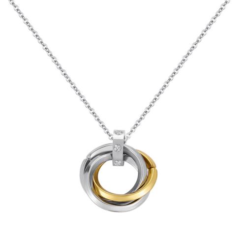 Cubic Zirconia Stainless Steel Necklace, 304 Stainless Steel, Vacuum Ion Plating, micro pave cubic zirconia & for woman, platinum color Approx 50.3 cm 