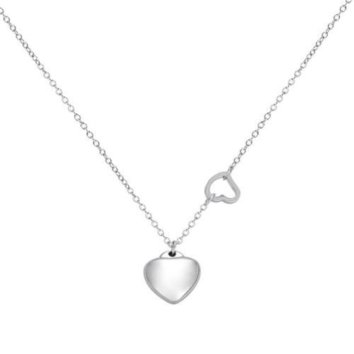 Stainless Steel Jewelry Necklace, 304 Stainless Steel, Heart, Vacuum Ion Plating, for woman, platinum color Approx 52 cm 