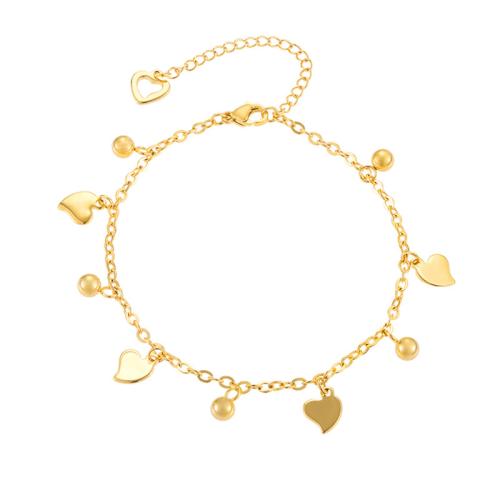 Stainless Steel Charm Bracelet, 304 Stainless Steel, Vacuum Ion Plating, for woman, gold Approx 27.2 cm 