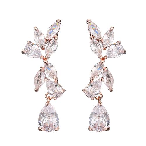 Cubic Zirconia Micro Pave Brass Earring, micro pave cubic zirconia & for woman 