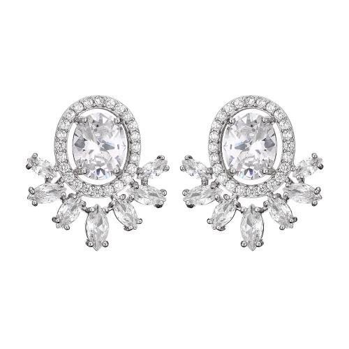 Cubic Zirconia Micro Pave Brass Earring, micro pave cubic zirconia & for woman 