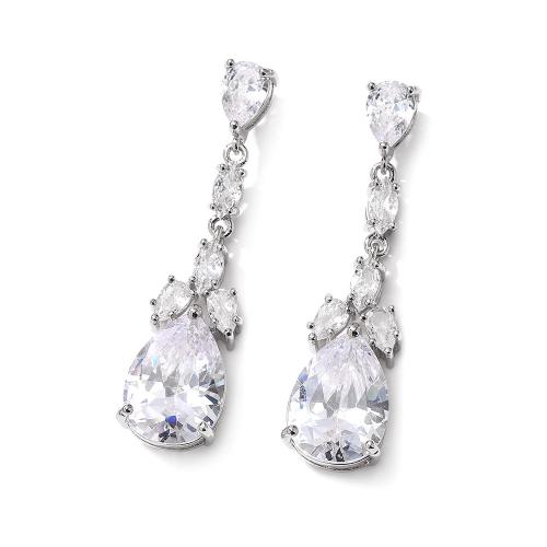 Cubic Zircon Brass Earring, micro pave cubic zirconia & for woman 