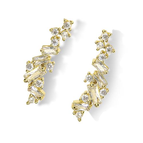 Cubic Zircon Brass Earring, micro pave cubic zirconia & for woman 