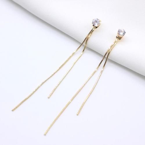 Stainless Steel Drop Earring, 304 Stainless Steel, plated, fashion jewelry & for woman & with rhinestone Chain length 67MM/87MM, size 4mm 