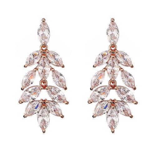 Cubic Zircon Brass Earring, micro pave cubic zirconia & for woman 