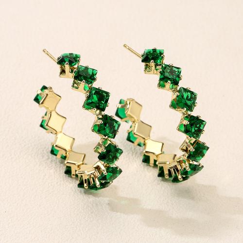 Cubic Zircon Brass Earring & micro pave cubic zirconia & for woman 