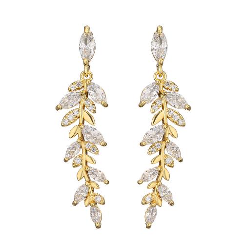 Cubic Zircon Brass Earring, micro pave cubic zirconia & for woman 