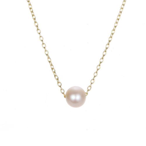 Stainless Steel Jewelry Necklace, 316L Stainless Steel, with Plastic Pearl, plated, fashion jewelry & for woman 