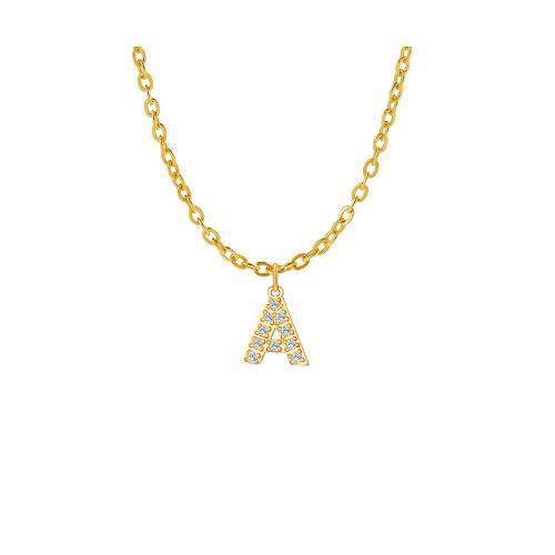 Collar de Acero Inoxidable, acero inoxidable 304, con 8cm extender cadena, chapado, Joyería & diferentes estilos para la opción & para mujer & con diamantes de imitación, dorado, longitud:aproximado 42 cm, Vendido por UD