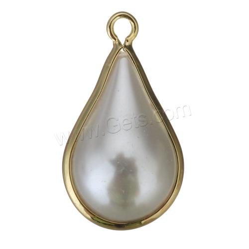 Resin Brass Pendants, with Resin Pearl, Teardrop gold 