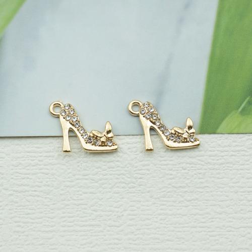 Zinc Alloy Rhinestone Pendants, Shoes, gold color plated, DIY & with rhinestone 