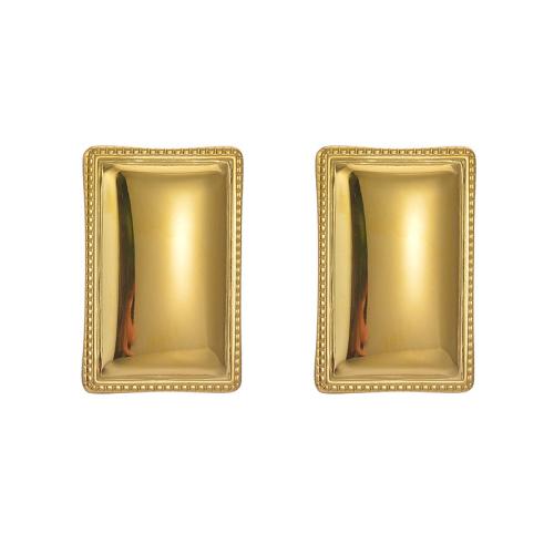 Stainless Steel Stud Earring, 304 Stainless Steel, Square, 18K gold plated, fashion jewelry & for woman 