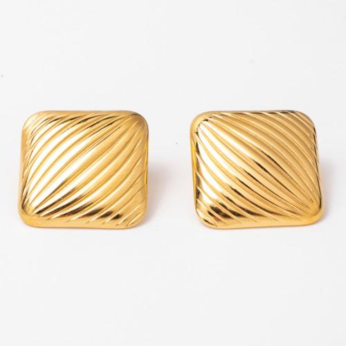 Stainless Steel Stud Earring, 304 Stainless Steel, Square, Vacuum Ion Plating, fashion jewelry & for woman 