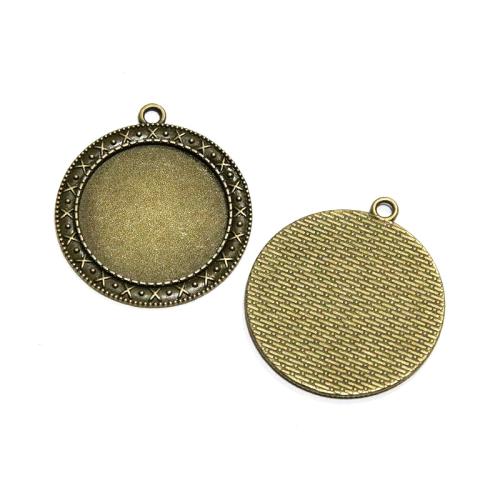 Pendantif en Alliage de zinc  , Rond, Plaqué de couleur de bronze antique, DIY, 30mm Vendu par sac