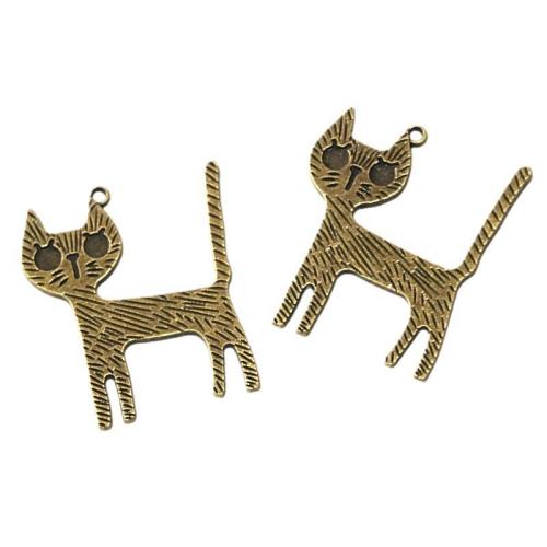 Pendentifs animaux en alliage de zinc, chat, Plaqué de couleur de bronze antique, DIY Vendu par sac