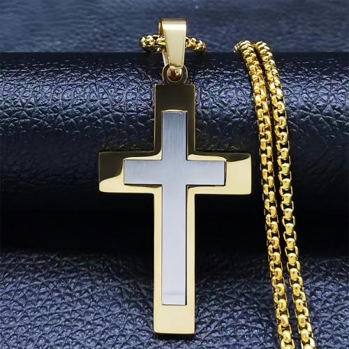 Stainless Steel Jewelry Necklace, 304 Stainless Steel, Cross, fashion jewelry & Unisex cm 