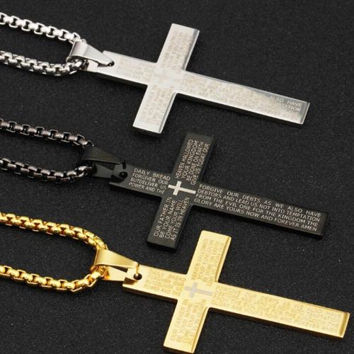 Stainless Steel Jewelry Necklace, 304 Stainless Steel, Cross, fashion jewelry & Unisex cm 