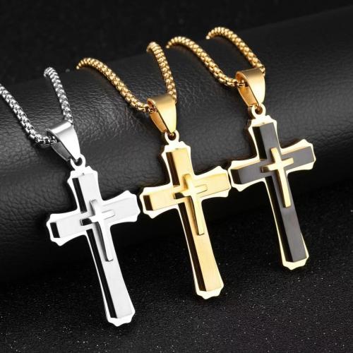 Stainless Steel Jewelry Necklace, 304 Stainless Steel, Cross, fashion jewelry & Unisex cm 