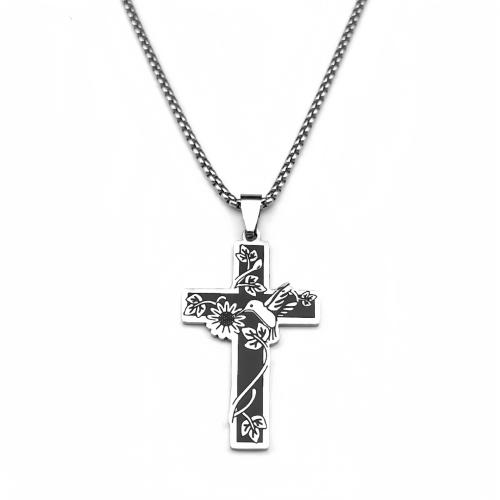 Stainless Steel Jewelry Necklace, 304 Stainless Steel, Cross, fashion jewelry & Unisex, original color cm 