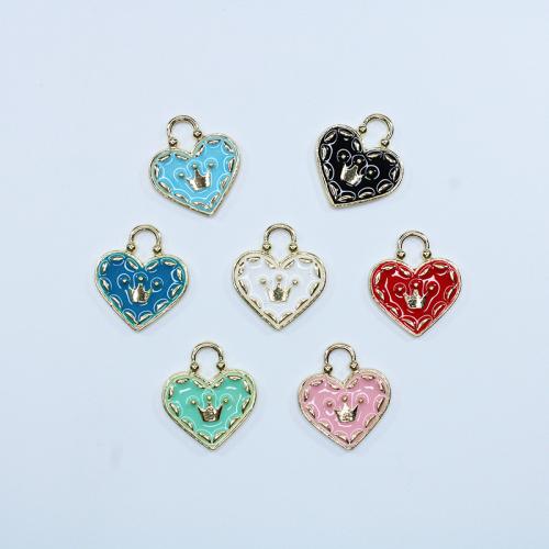 Zinc Alloy Enamel Pendants, Heart, gold color plated, DIY Approx 