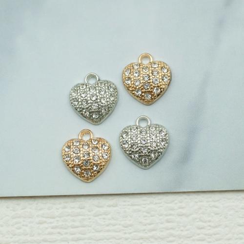 Zinc Alloy Rhinestone Pendants, Heart, plated, DIY & with rhinestone 