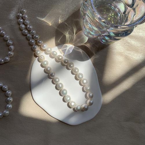 Natural Freshwater Pearl Loose Beads, Slightly Round, DIY, white mm Approx 38 cm 