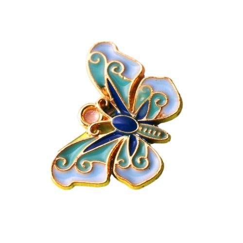 Zinc Alloy Enamel Pendants, Butterfly, gold color plated, DIY 