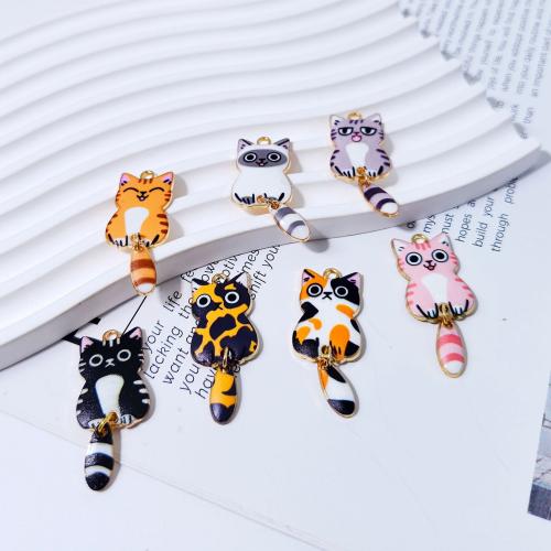 Zinc Alloy Animal Pendants, Cat, gold color plated, DIY 