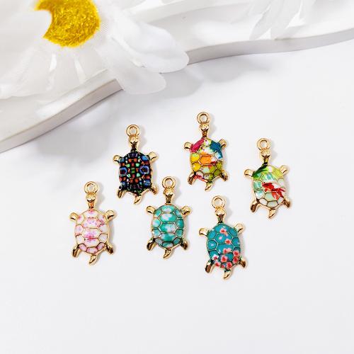 Zinc Alloy Enamel Pendants, Turtle, gold color plated, DIY 