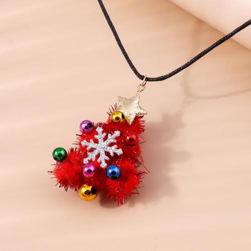 Christmas Jewelry Necklace, Felt, with Wax Cord & Plastic, with 7cm extender chain, handmade, Christmas Design & fashion jewelry & for woman cm 