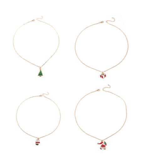 Christmas Jewelry Necklace, Zinc Alloy, with 5cm extender chain, Christmas Design & for woman & enamel, golden cm 