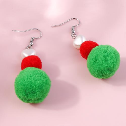 Christmas Earrings, Plush, with Zinc Alloy, handmade, Christmas Design & for woman 