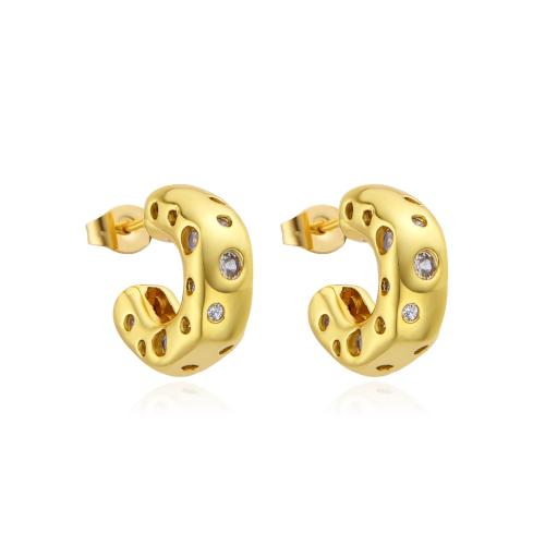 Cubic Zirconia Micro Pave Brass Earring, plated, fashion jewelry & micro pave cubic zirconia & for woman 