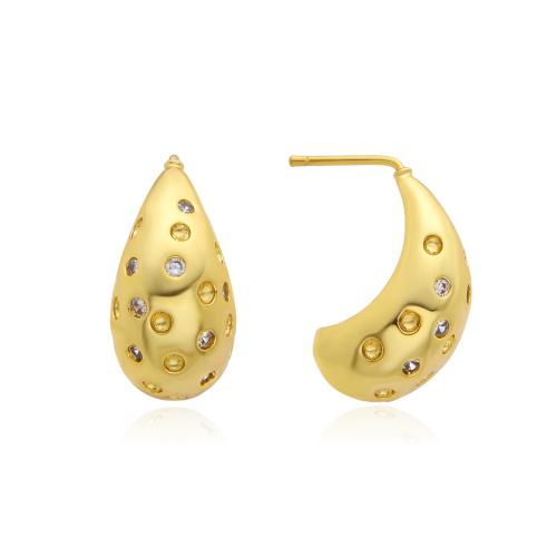 Cubic Zirconia Micro Pave Brass Earring, Teardrop, plated, fashion jewelry & micro pave cubic zirconia & for woman 