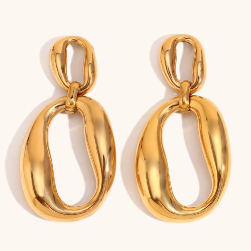 Stainless Steel Drop Earring, 304 Stainless Steel, 18K gold plated, fashion jewelry & for woman & hollow 