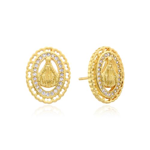 Cubic Zirconia Micro Pave Brass Earring, plated, micro pave cubic zirconia & for woman & hollow 