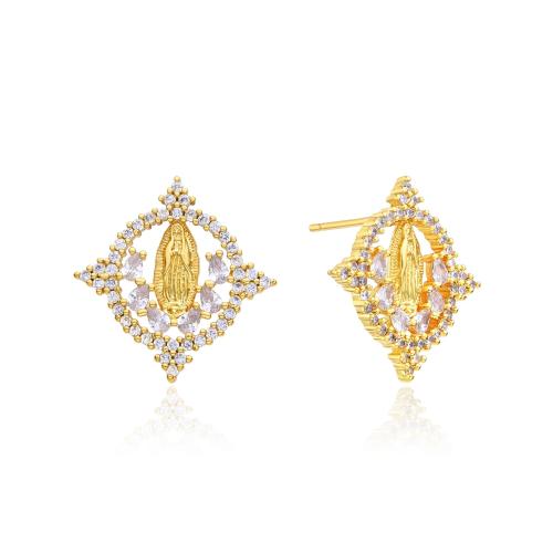 Cubic Zirconia Micro Pave Brass Earring, plated, micro pave cubic zirconia & for woman & hollow 